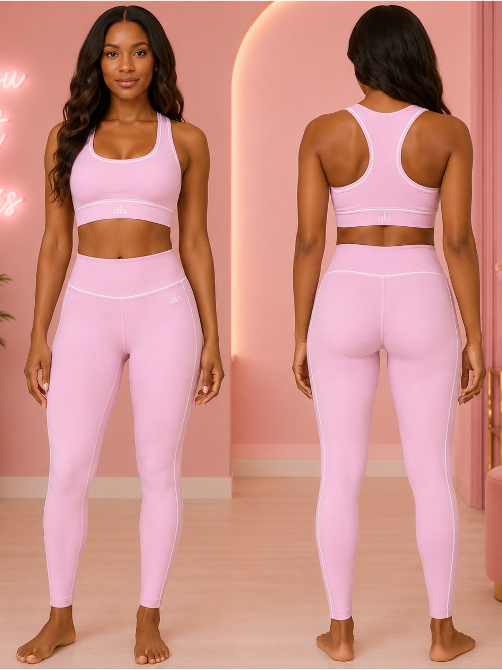 ALO Yoga Light Pink Racerback Sports Bra